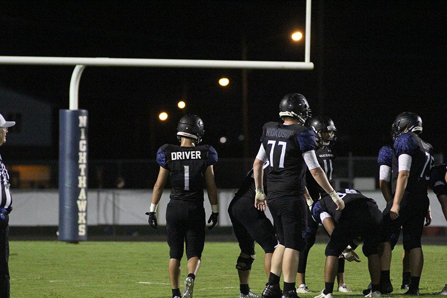 Junior Ethan Driver saw his first action for the Nighthawks in the season-opener against Edenton. The Marlin Bowl will be a little different for Driver, though, as he faces his former teammates from Manteo. PHOTOS BY PAYTON GADDY/SHORELINES YEARBOOK