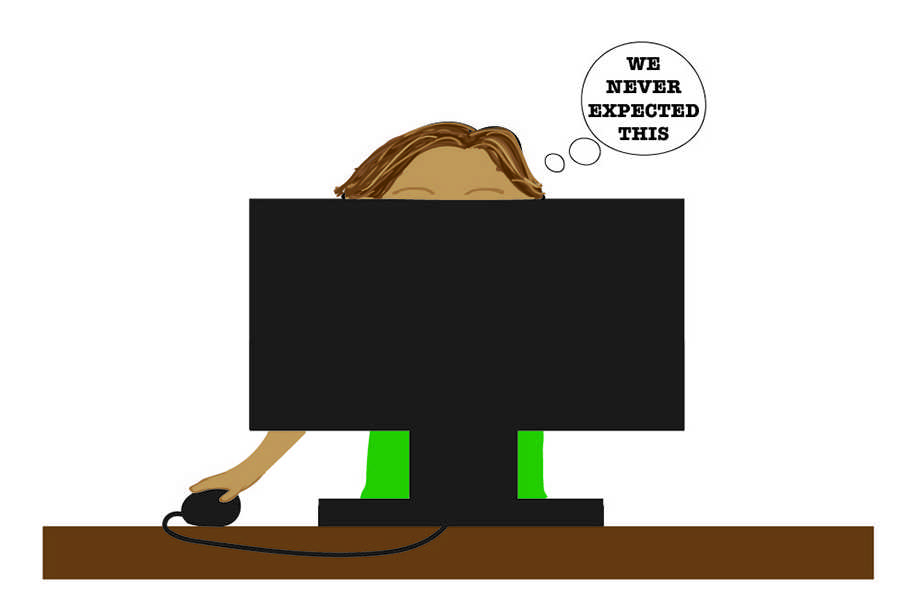Living on the Outer Banks, students usually expect a couple days off from school for hurricanes and the occasional snow day, but they never expected COVID-19. ILLUSTRATION BY KATIE MACBRIDE/Nighthawk News